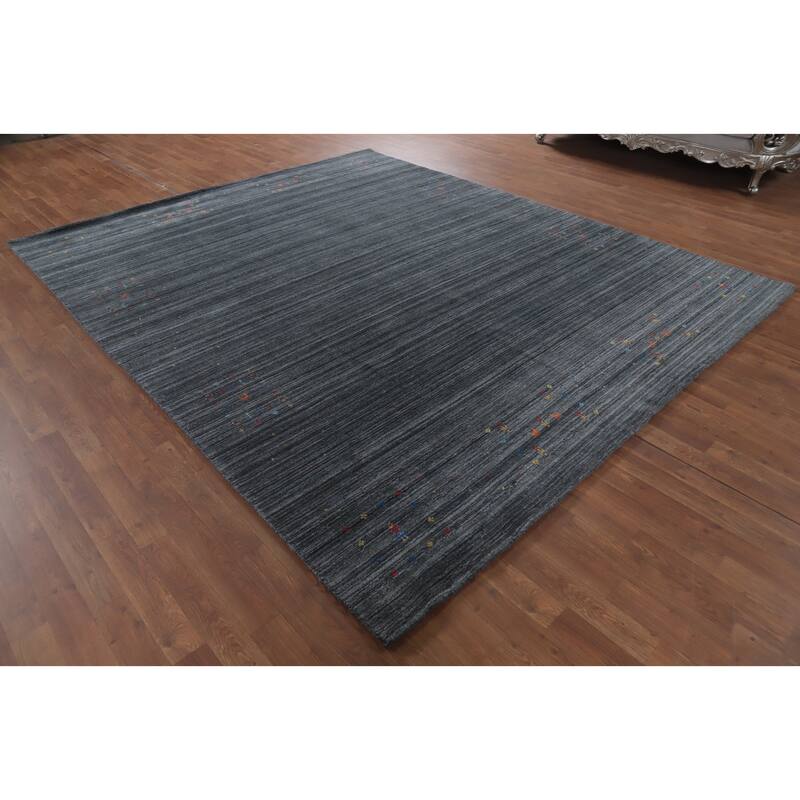 Hand Knotted Oriental 100% Wool Carpet Tribal Animal Pictorial Greys & Charcoal Gabbeh Area Rug - 10' 0'' X 8' 2''