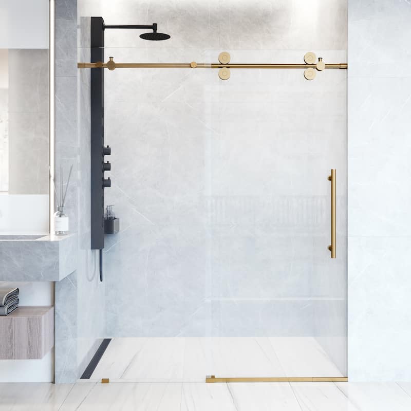 VIGO Elan 56" to 60" W x 74" H Frameless Sliding Shower Door