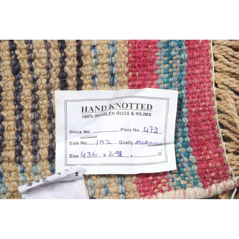 Checkered Modern Moroccan Oriental Area Rug Hand-knotted Wool Carpet - 9'10" x 14'10"