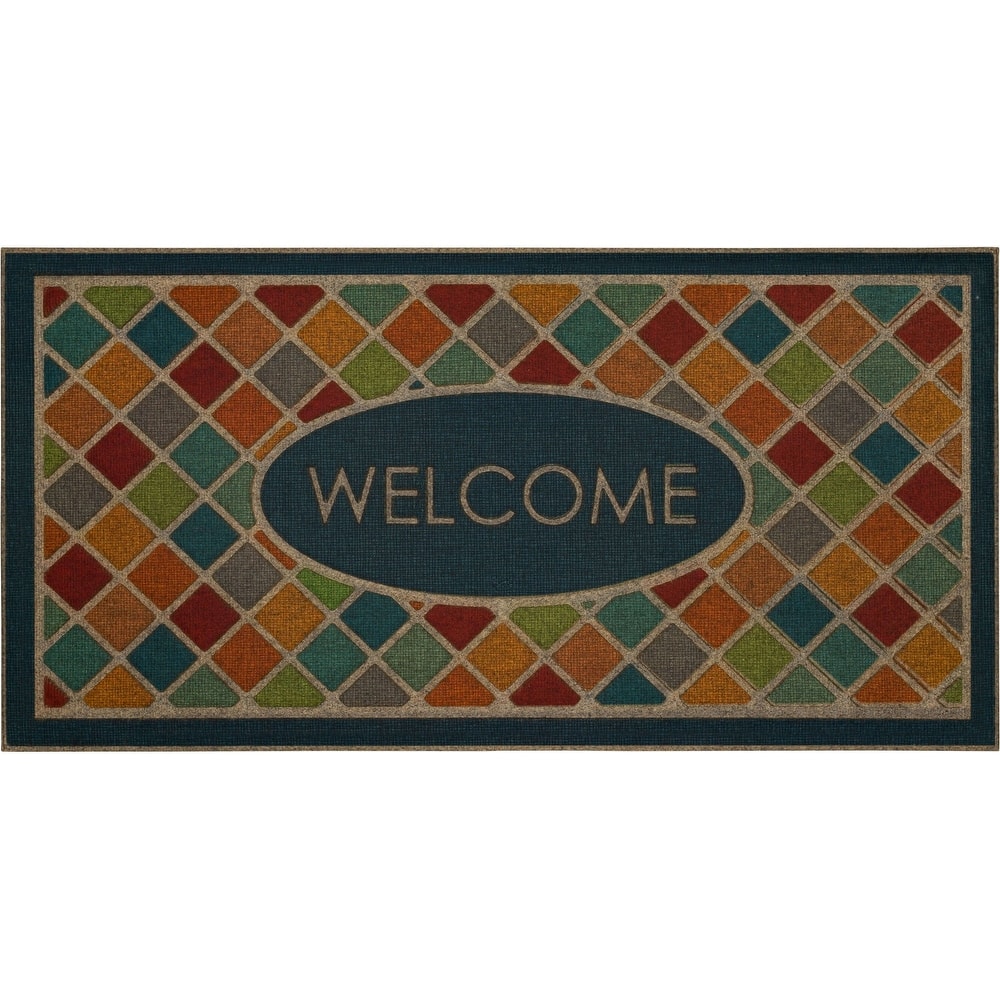 Mohawk Home Crosshatch Tile Welcome All Weather Recycled Rubber Door Mat - 2' x 4'