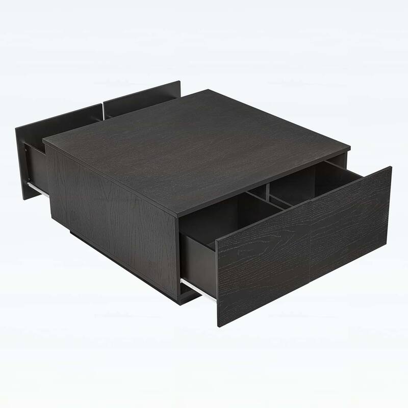 33.25 Inch Square Coffee Table with 4 Drawers,Ample Storage