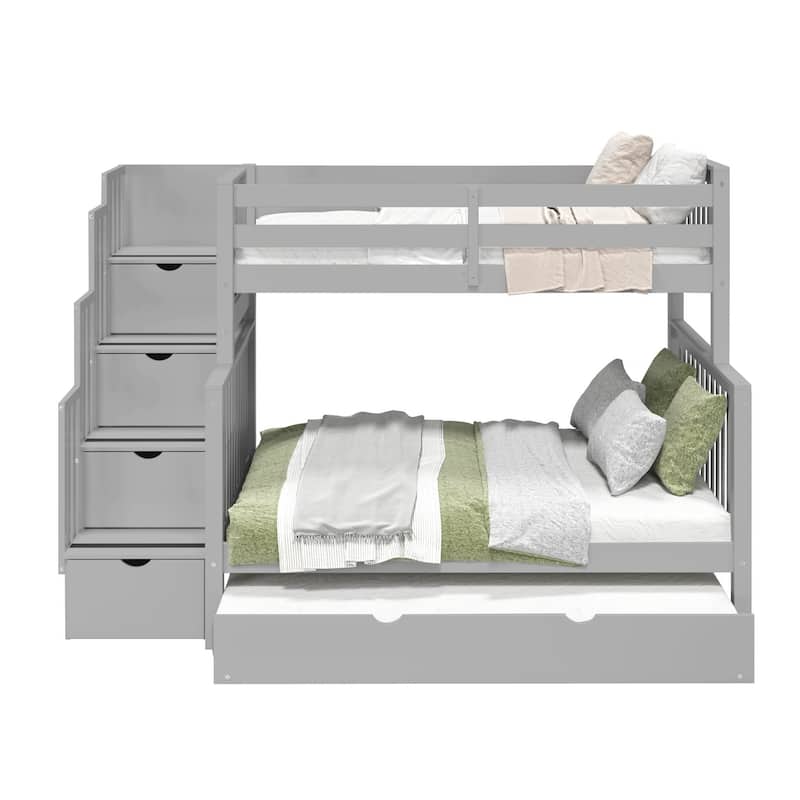 Taylor & Olive Trillium Twin over Full Stairway Bunk Bed, Twin Trundle
