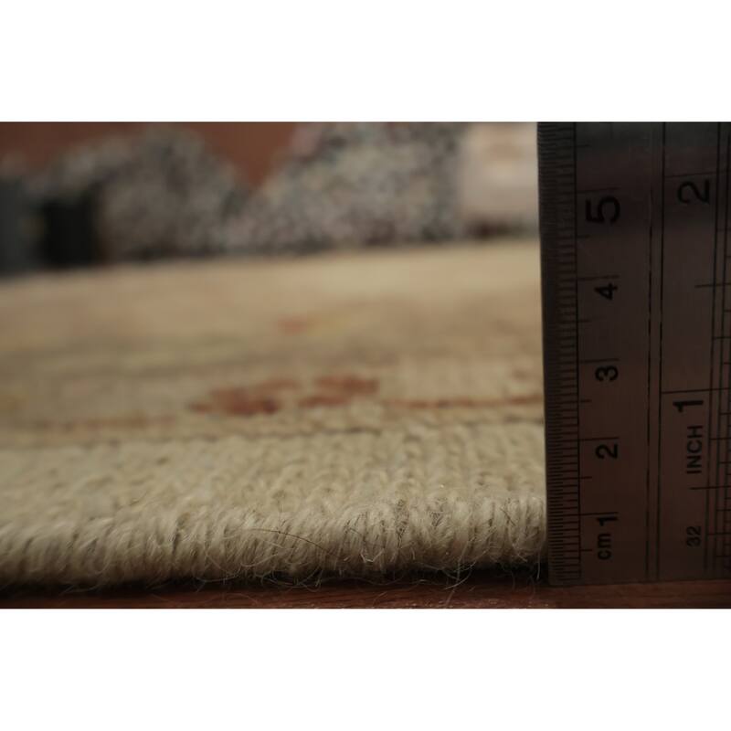 Hand Knotted Oriental 100% Wool Carpet Transitional All-Over Beige & Ivories Oushak Area Rug - 11' 10'' X 8' 9''