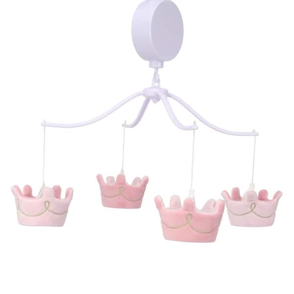 slide 2 of 6, Lambs & Ivy Disney Princesses Pink Crown Musical Baby Crib Mobile Soother Toy