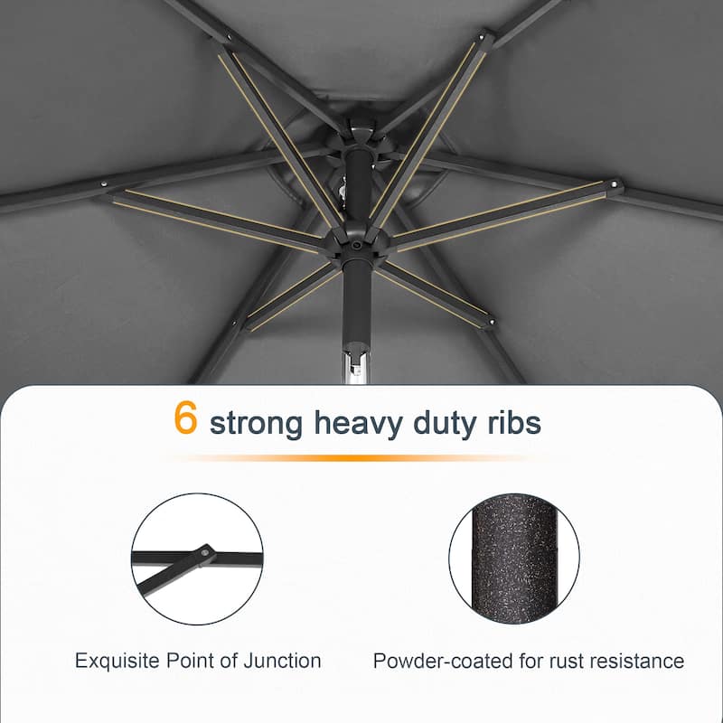 LIVOOSUN 10 x 6.5ft Outdoor Market Patio Umbrella w/Tilt and Crank
