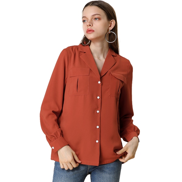 woman red button down shirt