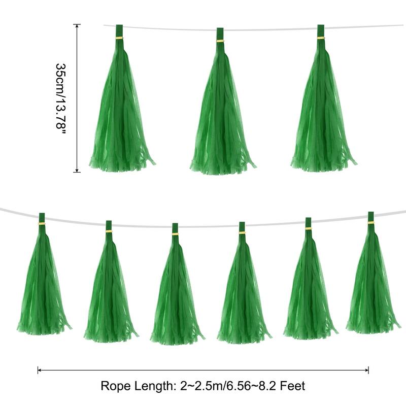 15Pcs Tassel Garland Banner with Rope - Dark Green