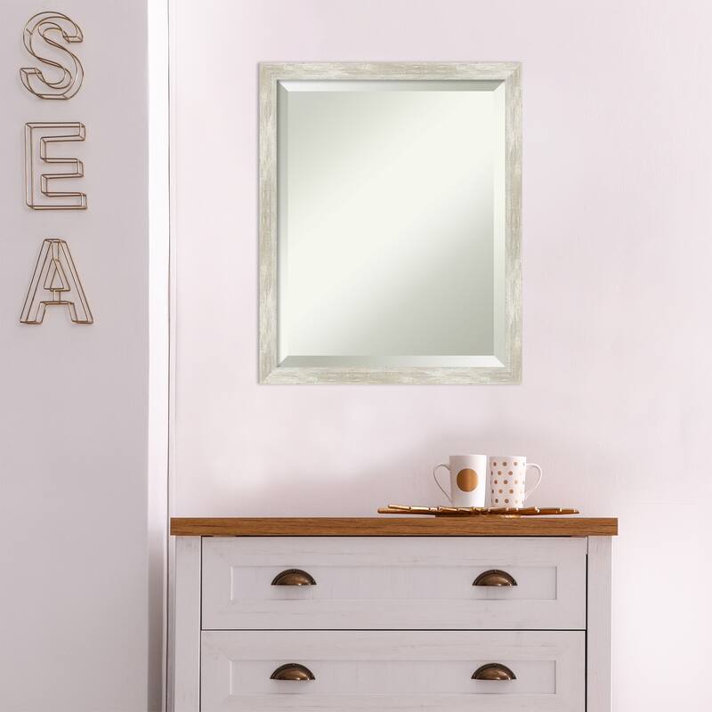 Beveled Wall Mirror - Crackled Metallic Narrow Frame - Crackled Metallic Narrow