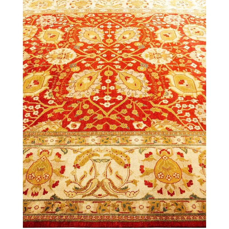 Overton Hand Knotted Wool Vintage Inspired Traditional Ottoman Red Area Rug - 8' 1" x 10' 1"