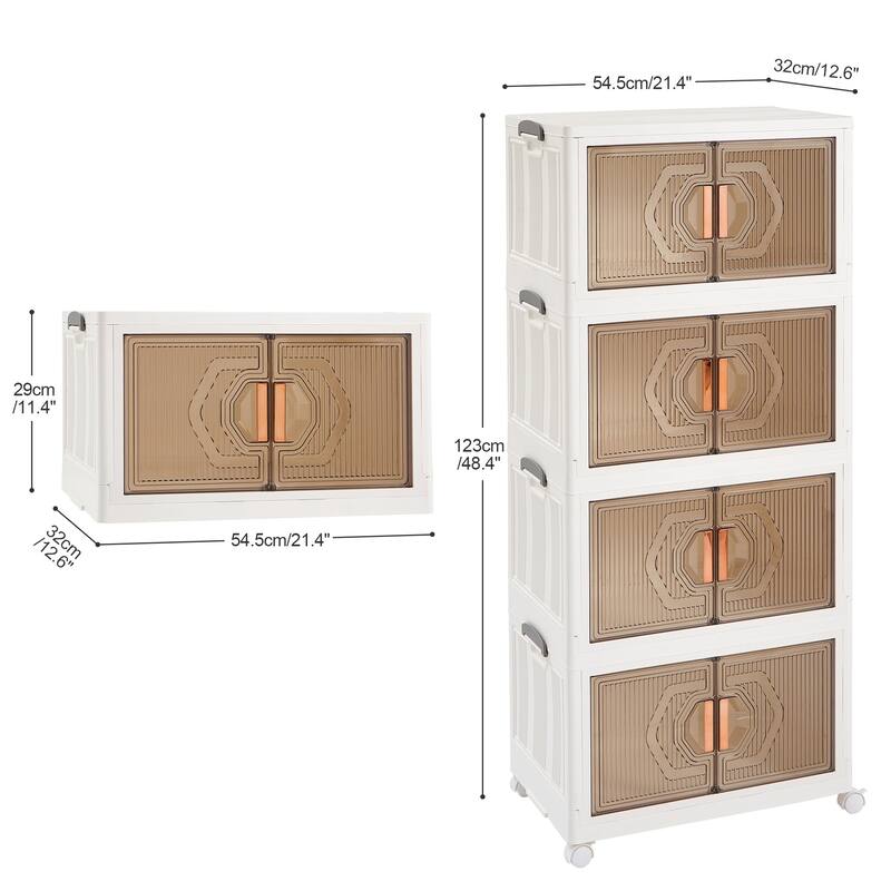 VECELO Storage Bins with Lids, Stackable Storage Bins with Wheels & Folding Plastic Storage Boxes