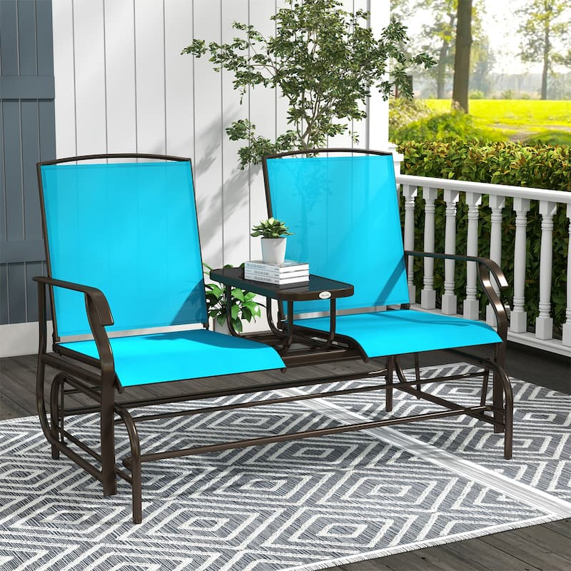 Outdoor Glider Bench with Center Table