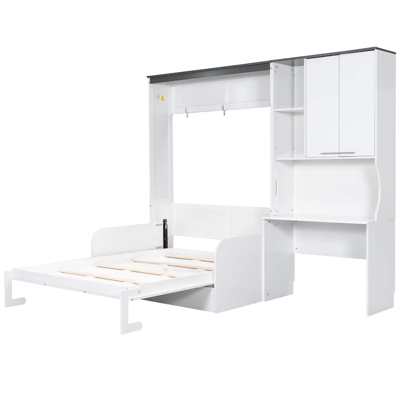 Queen / Full Multi Functional Murphy Bed with Sofa Desk and Storage Cabinet