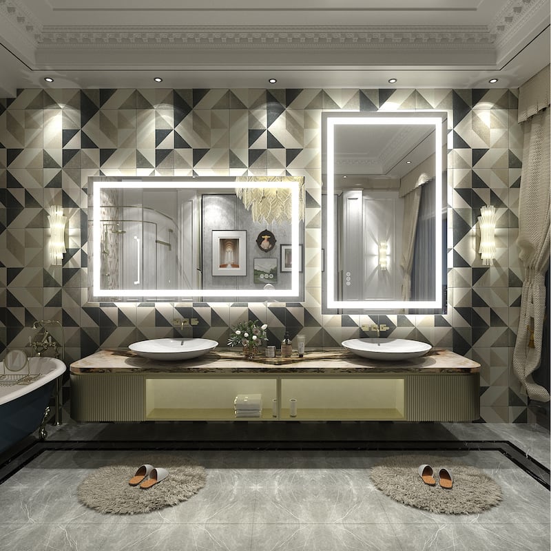 KIOTEE Super Bright Anti-fog LED Bathroom Mirror with Backlit and Front Lighting 3-Year Warranty