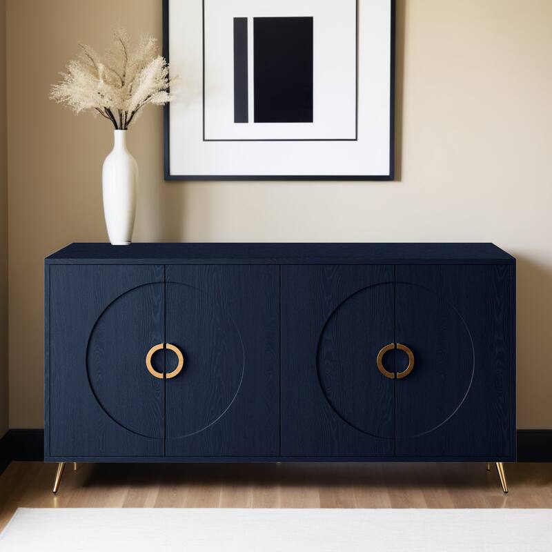 Modern Lacquered 4 Door Wooden Cabinet Sideboard Buffet Server Cabinet Storage Cabinet, for Living Room