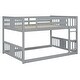 preview thumbnail 12 of 22, Full Over Full Bunk Bed Low Bunk Bed Frame for Kids, Solid Pine Wood Bunk with Ladder, Full-length Guardrails Floor Bed Frame