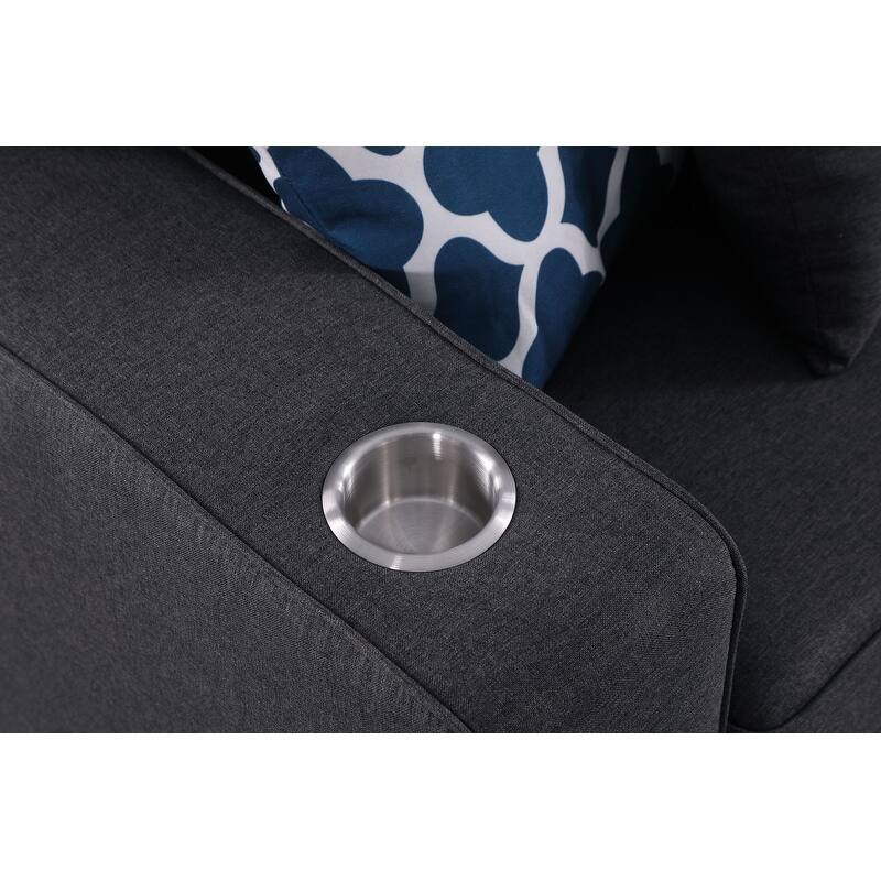 Cooper Linen 5-Seater Sofa with Cupholder