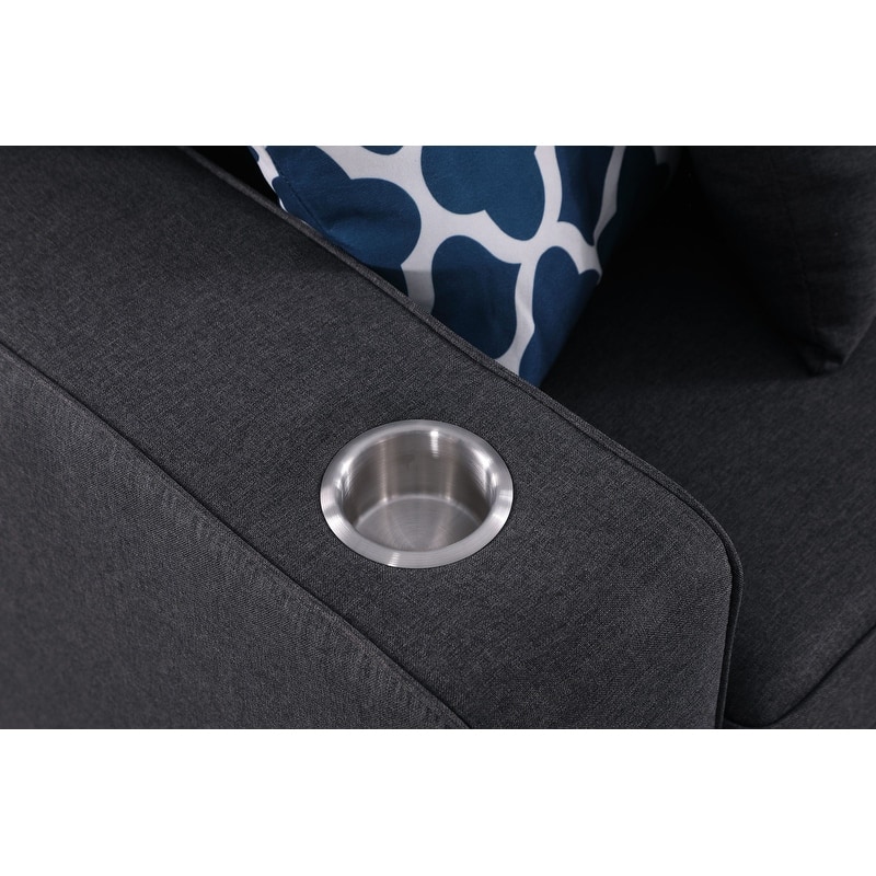 Cooper Linen 6Pc Reversible L-Shape Sectional Sofa with Cupholder