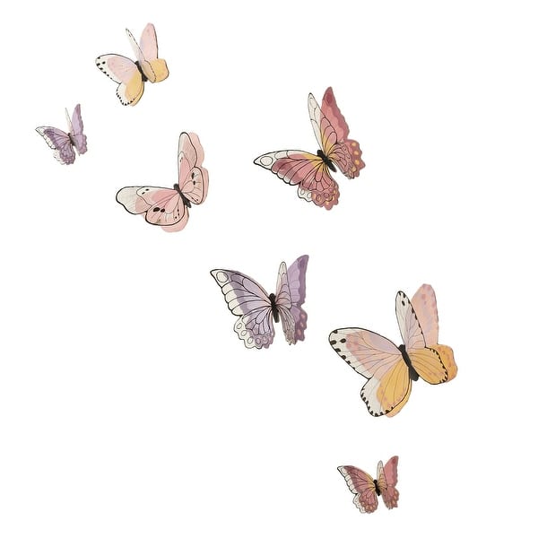 slide 2 of 5, Lambs & Ivy Butterfly Dreams 3-Dimensional Wings Colorful Wall Decals/Stickers
