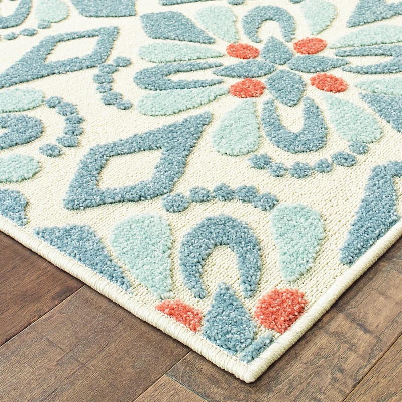 Vista Home Perryville Floral Panel Mixed Pile Indoor/ Outdoor Area Rug