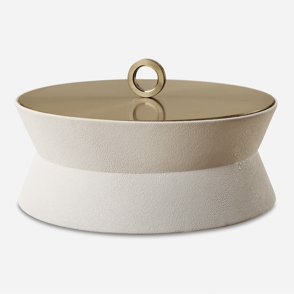 slide 2 of 5, Uttermost Luxe White Shagreen Round Box - 5.5'' H X 10'' W X 10'' D