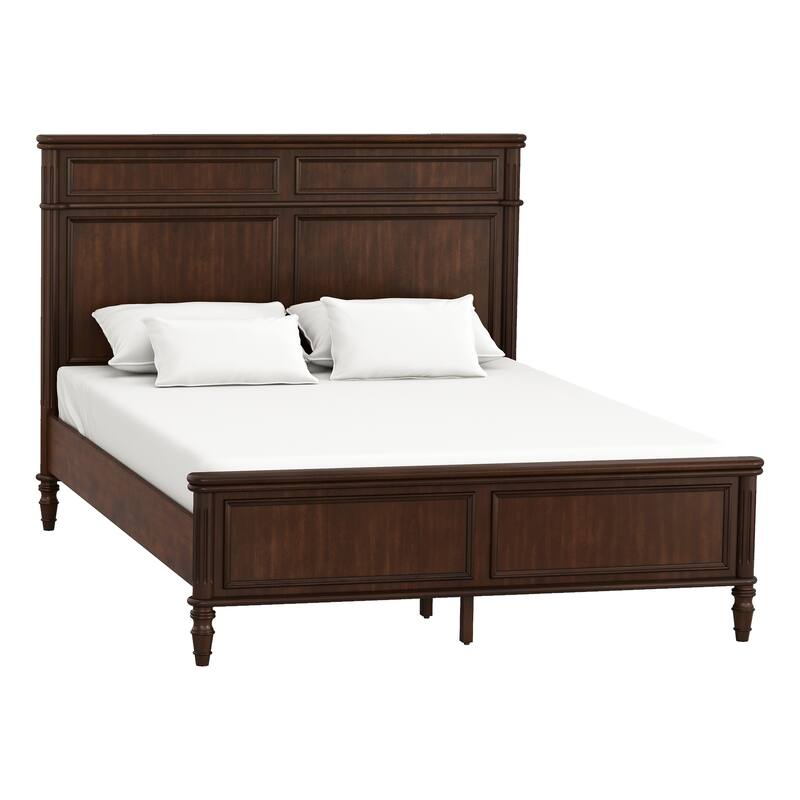 Queen/King Size Classic Wooden Bed Frame with Raised Panel Headboard and Footboard