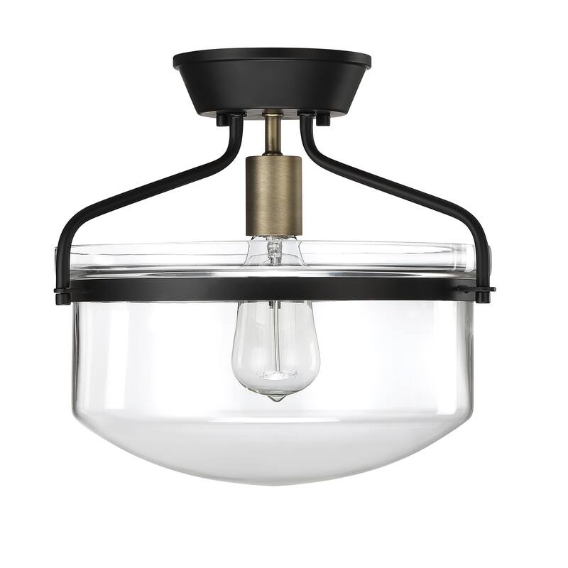 Hukoro 1-Light 11.81-in Incandescent Semi-Flush Mount Light