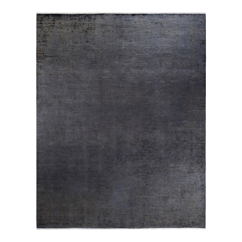 Overton Hand Knotted Wool Vintage Inspired Modern Contemporary Overdyed Gray Area Rug - 8' 2" x 10' 2"