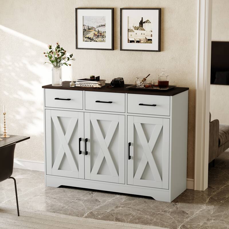Traditional 42.4" Wide 3 Drawer Sideboard Storage Cabinet