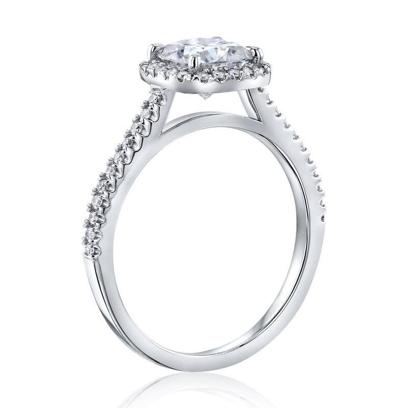 Kobelli 1.3 Carats Moissanite & Natural Diamond 14k Solid Gold Cushion Halo Half Eternity Clarissa Ring