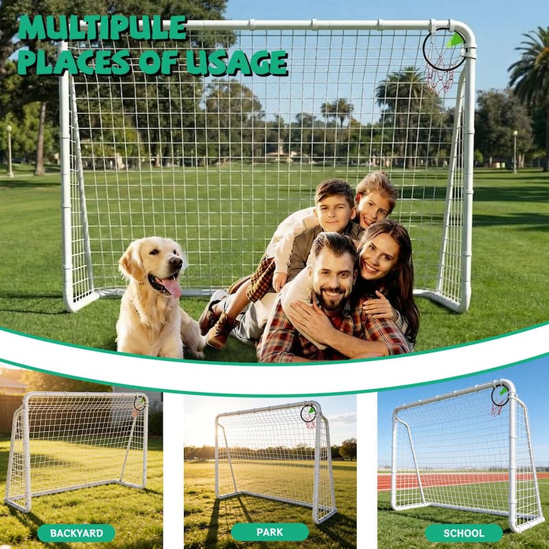6 X 8FT Soccer Goal for Backyard Kids Portable Soccer Net with High-Strength Nets