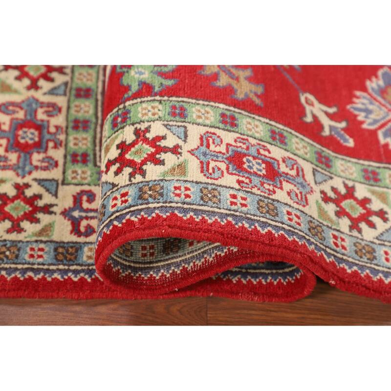 Red Kazak Oriental Foyer Rug Hand-Knotted Wool Carpet - 3'3" x 4'10"