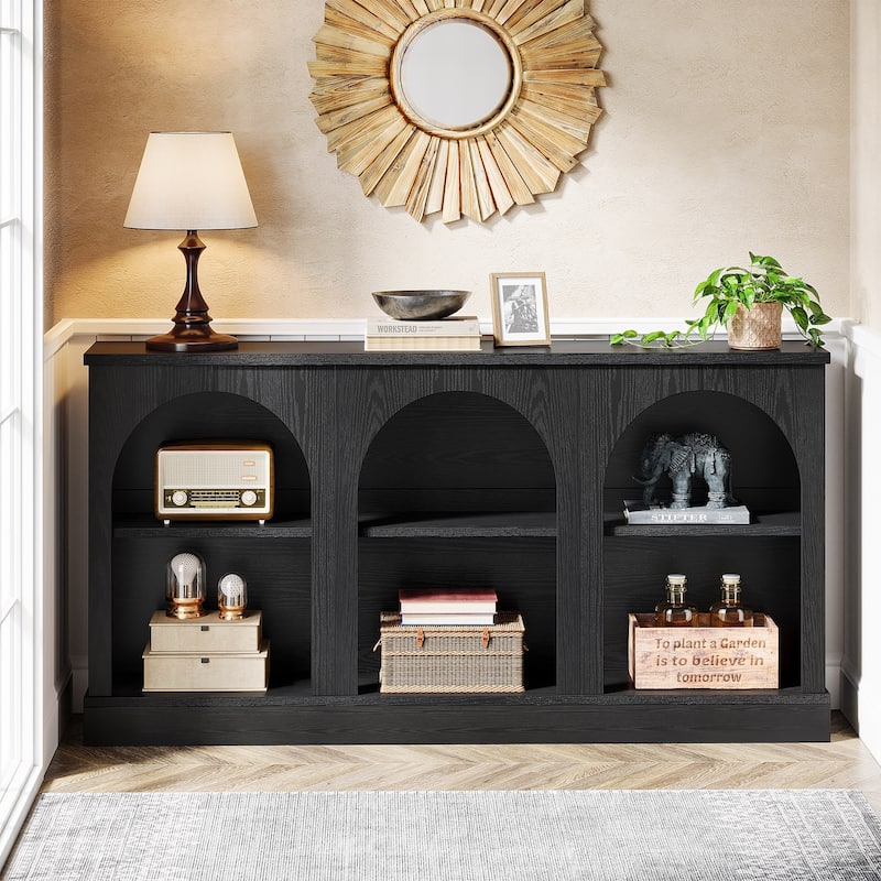 63-Inch Farmhouse Console Table with 3 Tier Storage for Entryway, Living Room - 11.81"D x 62.99"W x 31.5"H