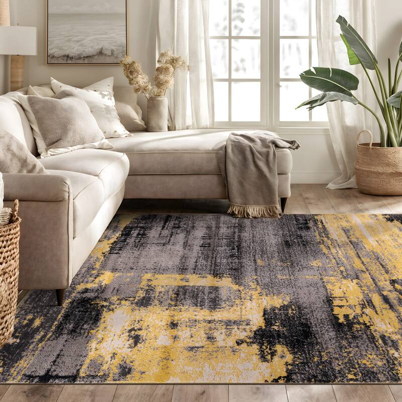 World Rug Gallery Modern Abstract Design Black Area Rug