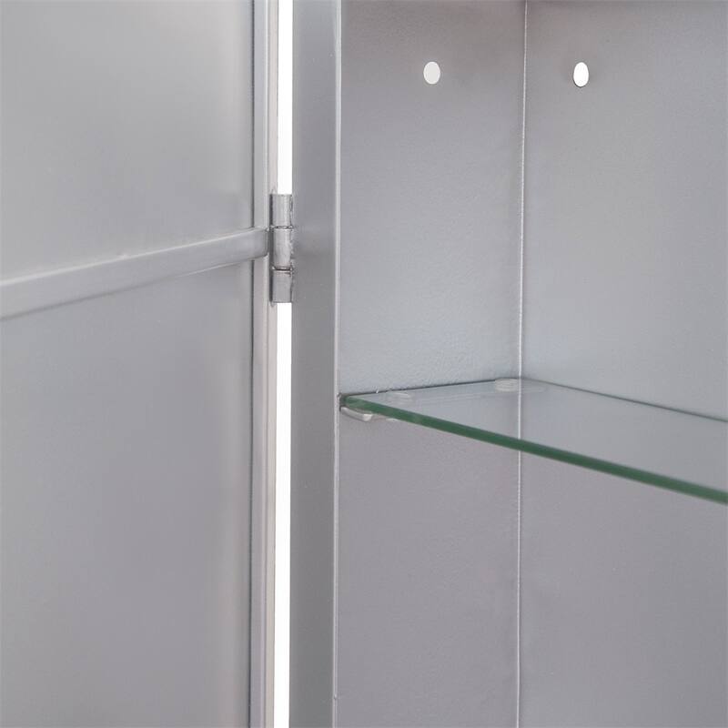 Rectangle Wall Mounted Medicine Cabinet Mirror with Storage and LDE