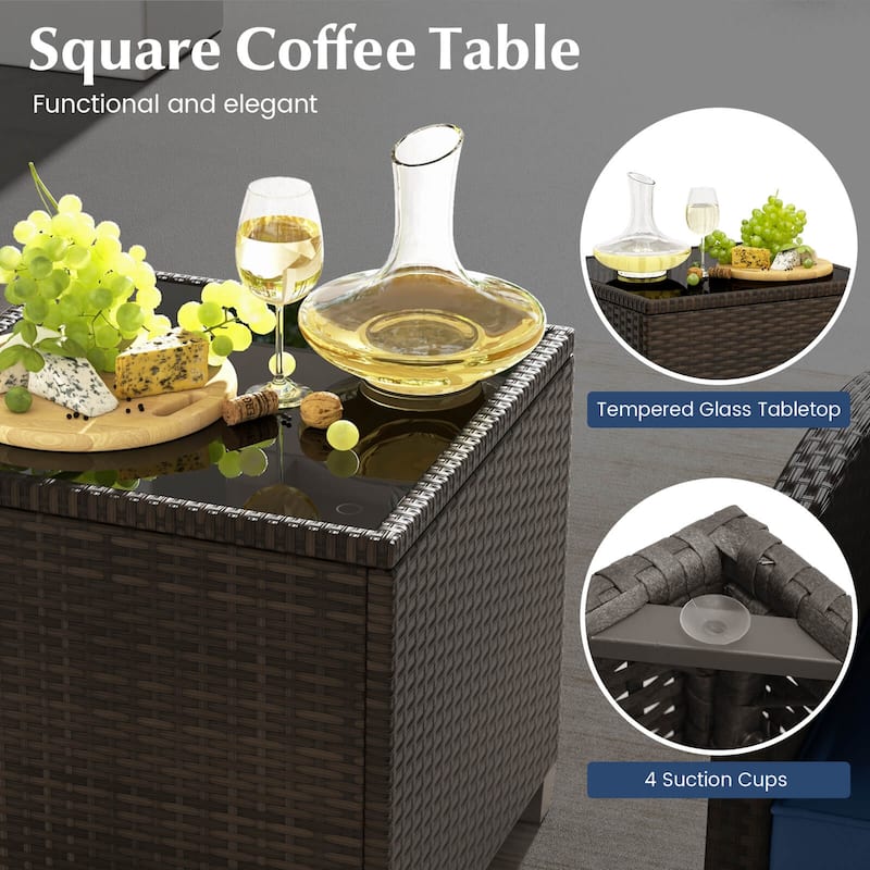 Costway 5 Piece Patio Rattan Furniture with 2 Ottomans & Tempered - See Details