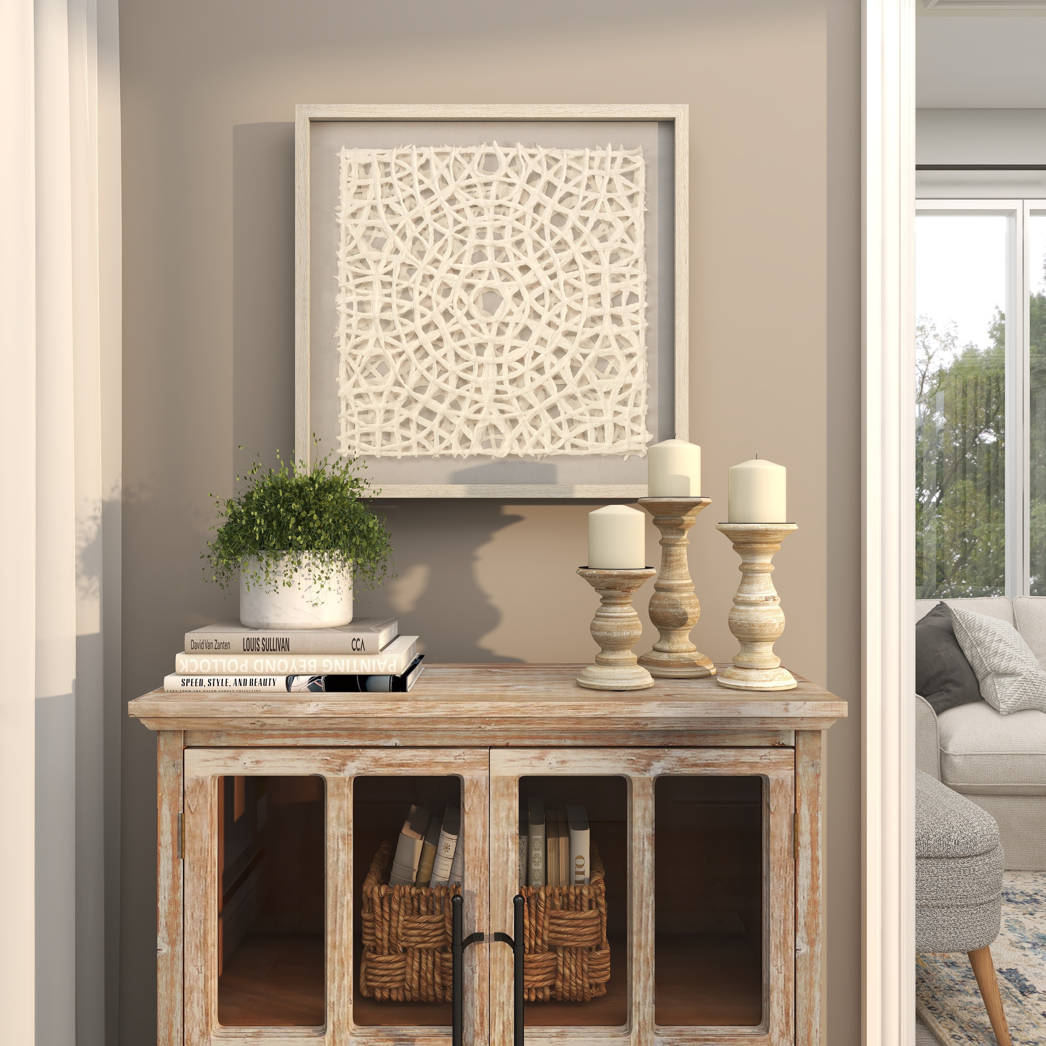 Handmade 3D Origami White Paper Geometric Shadow Box Wall Art 24x24