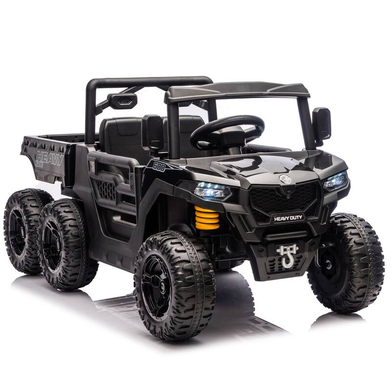 Black Kids Ride-On Truck with Remote Control, Children's Electric Dump Truck Electric Car with LED Lights