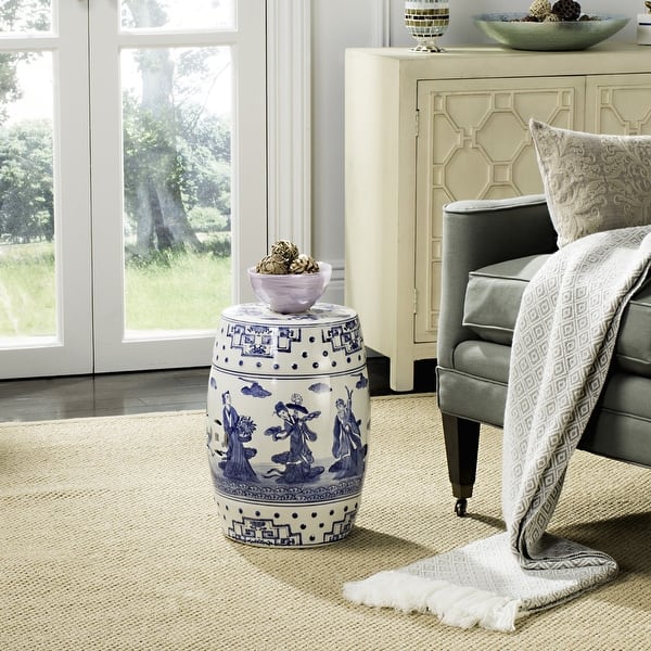 slide 2 of 4, SAFAVIEH Ocean Jewel Chinoiserie Blue Ceramic Decorative Garden Stool