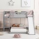 preview thumbnail 2 of 7, Simple Casual Style Gray Twin Over Twin Floor Bunk Bed Wood Loft Bed with Slide and Ladder