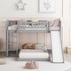 preview thumbnail 1 of 14, Twin Over Twin Bunk Bed Frame with Slide & Ladder, Solid Wood Low Bunkbeds w/Safety Guardrails, Noise Free, No Box Spring Needed Gray - Twin