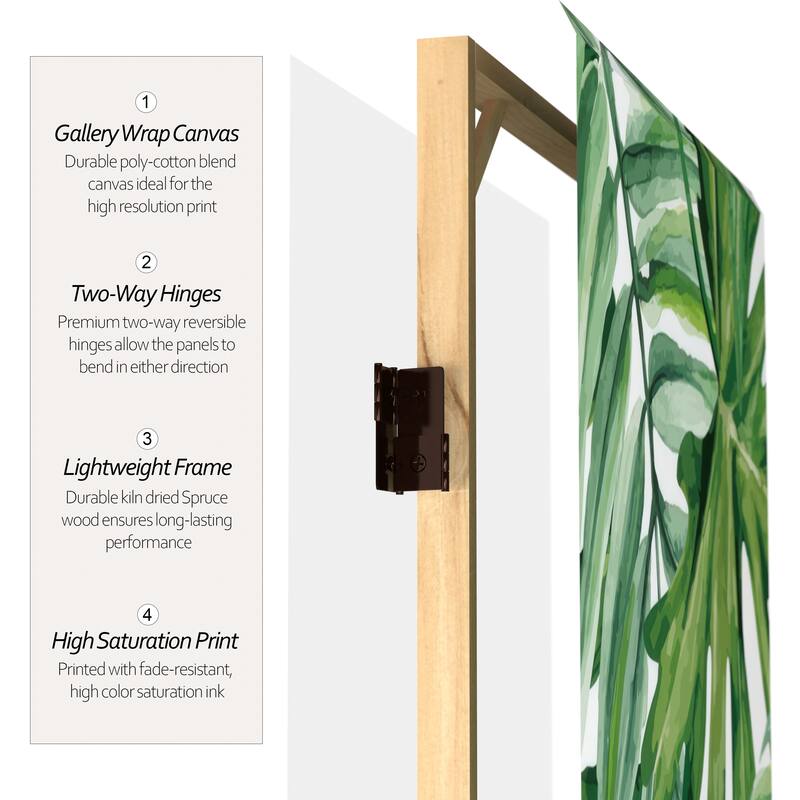 Handmade 6' Double Sided Palm Leaves Canvas Room Divider - 6' high