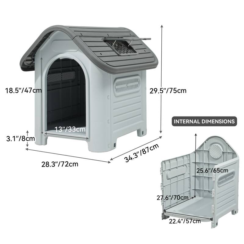 Moasis Slant-roof Dog House with Skylight