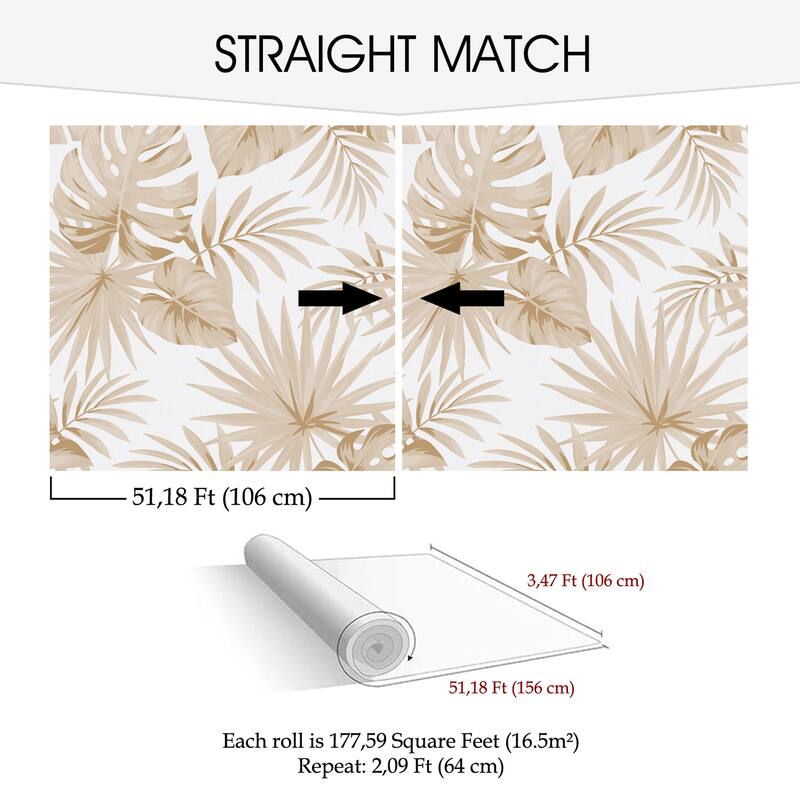 SUSSEXHOME Removable Wallpaper-Waterproof, Strippable, Light Resistance & Cleanable Wall Paper Roll-Wallpaper-Palms