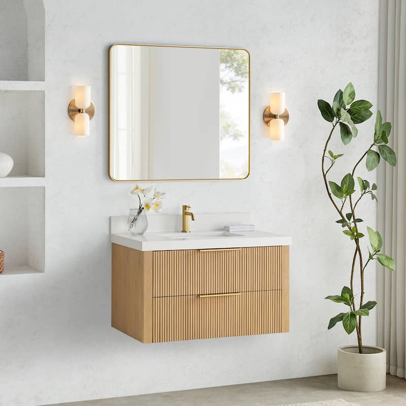 Barcelona Floating Bath Vanity with Quartz Stone Top without Mirror