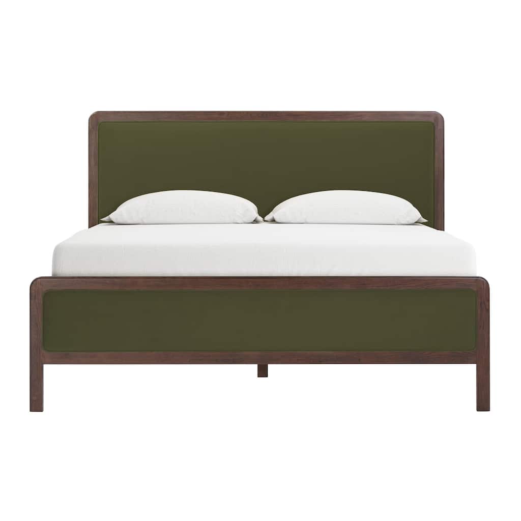 Hella Velvet and Wood Platform Bed