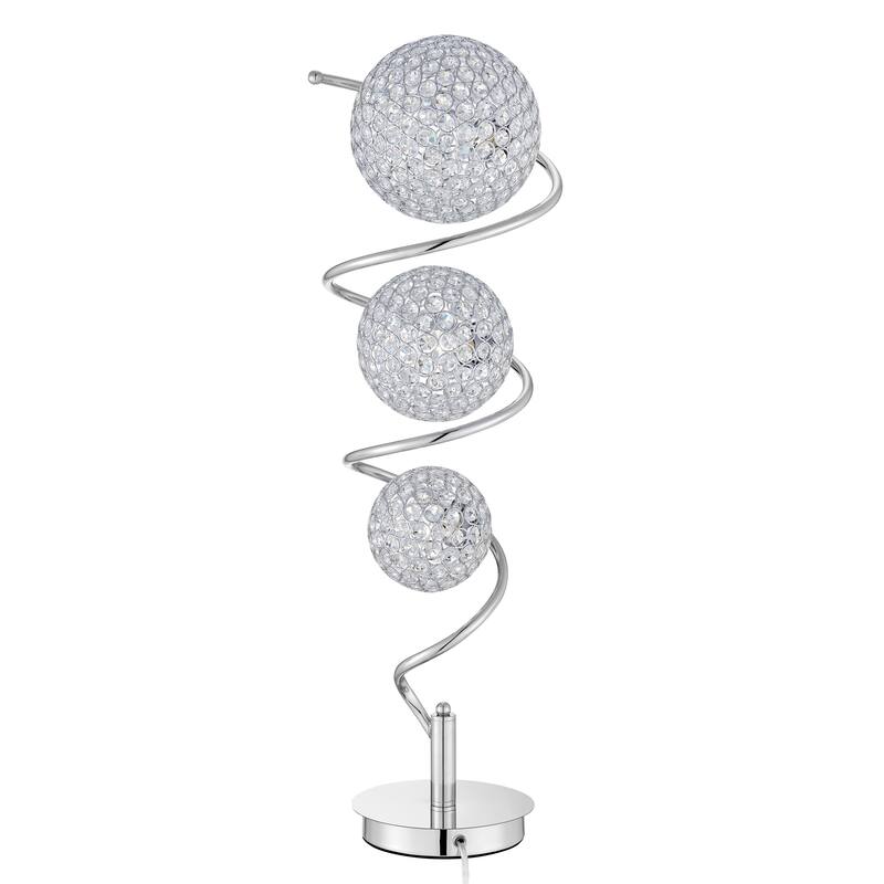 Chrystal Spheres Chrome 3-Dome Table Lamp - N/A