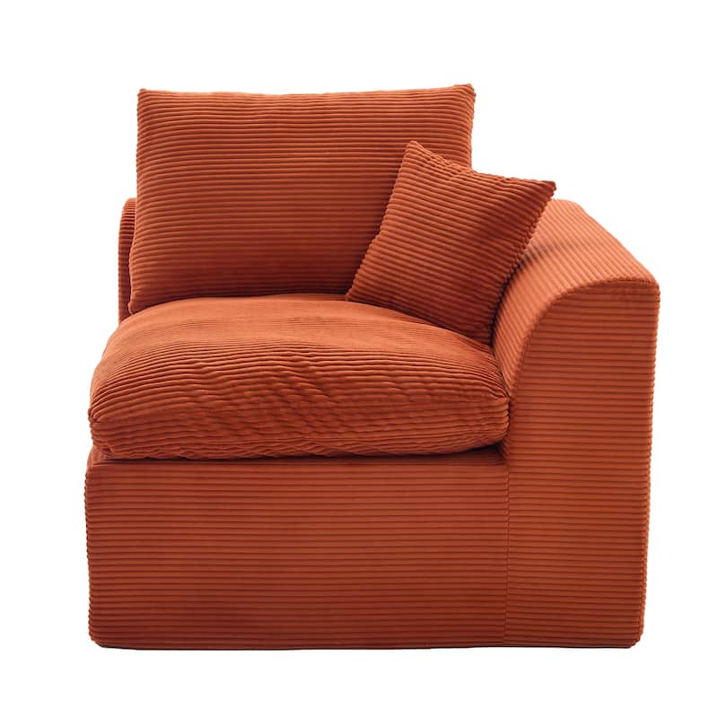 Modern 2-Seater Corduroy Cloud Sofa Modular 2-Piece Sectional Sofa with Removable Covers, for Living Room, Bedroom, Orange