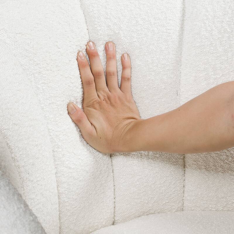 Arden 31" Boucle Swivel Chair with Ottoman - Solid Wood Legs