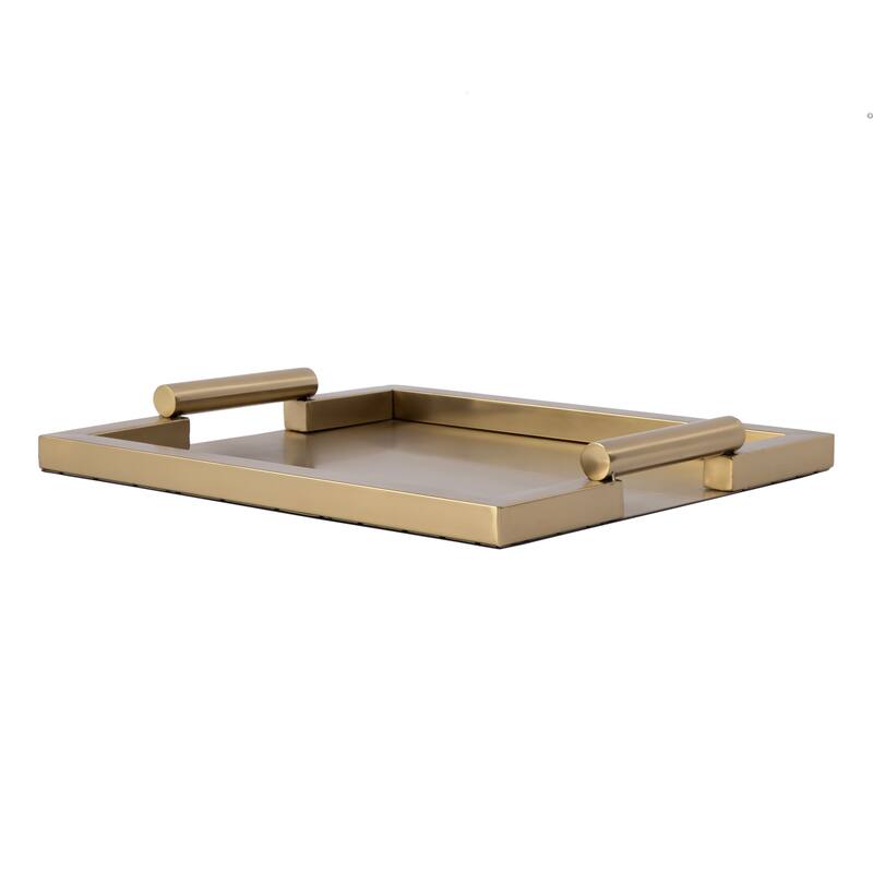 Morante 17.5 in. W Rectangular Stainless Steel Serving Tray with Handles