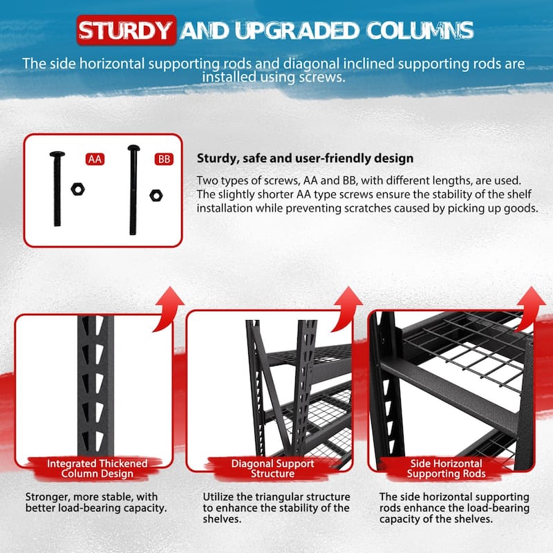 VEIKOUS Heavy Duty Metal Shelving Units, 2000 LBS Per Shelf Garage Storage Shelves with Adjustable Height